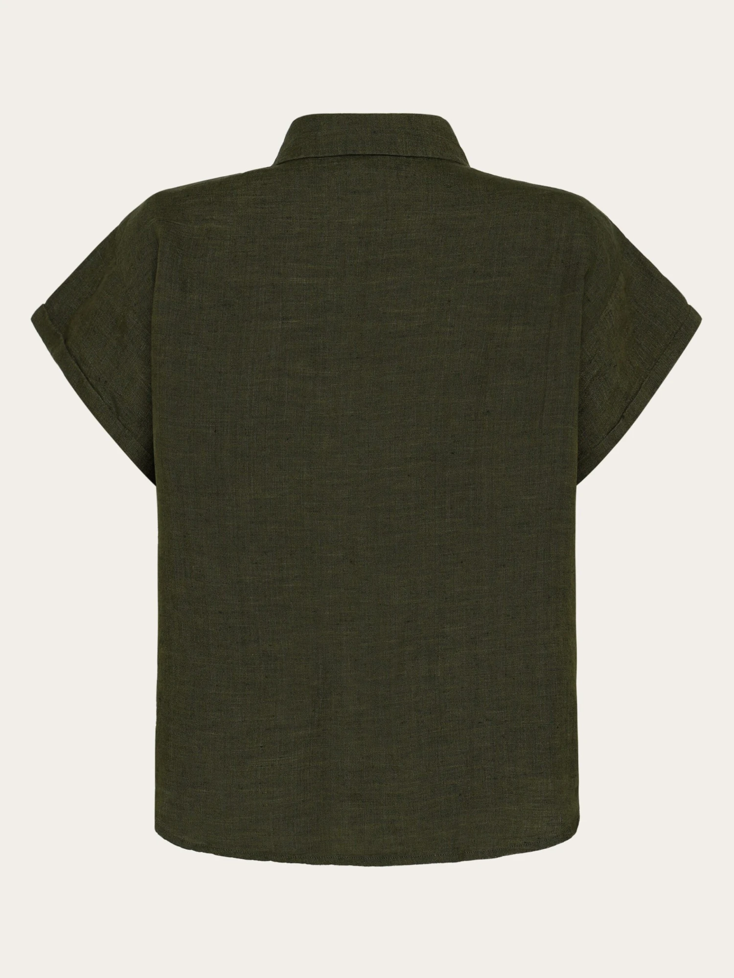 ASTER Fold Up Short Sleeve Linen Shirt - Burned Olive 8 ASTER Fold Up Short Sleeve Linen Shirt - Burned Olive - Image 6
