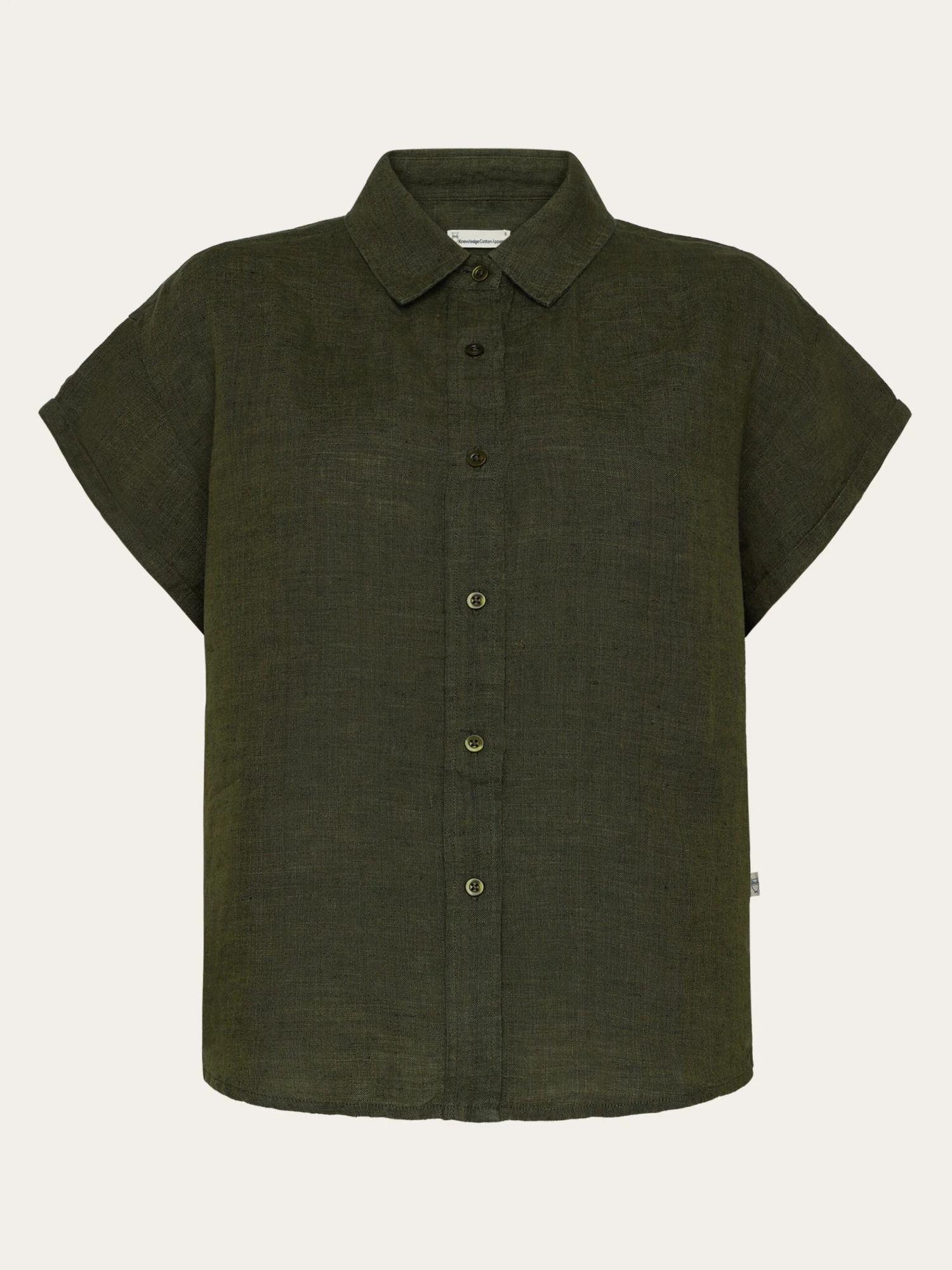 ASTER Fold Up Short Sleeve Linen Shirt - Burned Olive 3 ASTER Fold Up Short Sleeve Linen Shirt - Burned Olive