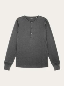 Heavy Jersey Henley Shirt - Dark Grey Melange
