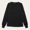 Heavy Jersey Henley Shirt - Black Jet 1 Heavy Jersey Henley Shirt - Black Jet -Knowledge Cotton Apparel Store BO long sleeve henley GOTS Vegan Henleys 1120022 1300 Black Jet