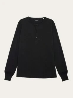 Heavy Jersey Henley Shirt - Black Jet