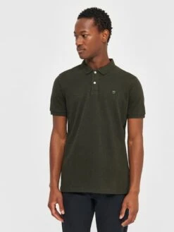 Knowledge Cotton Apparel Store -Knowledge Cotton Apparel Store Basic badge polo Polos 20092 1318 Green melange 1