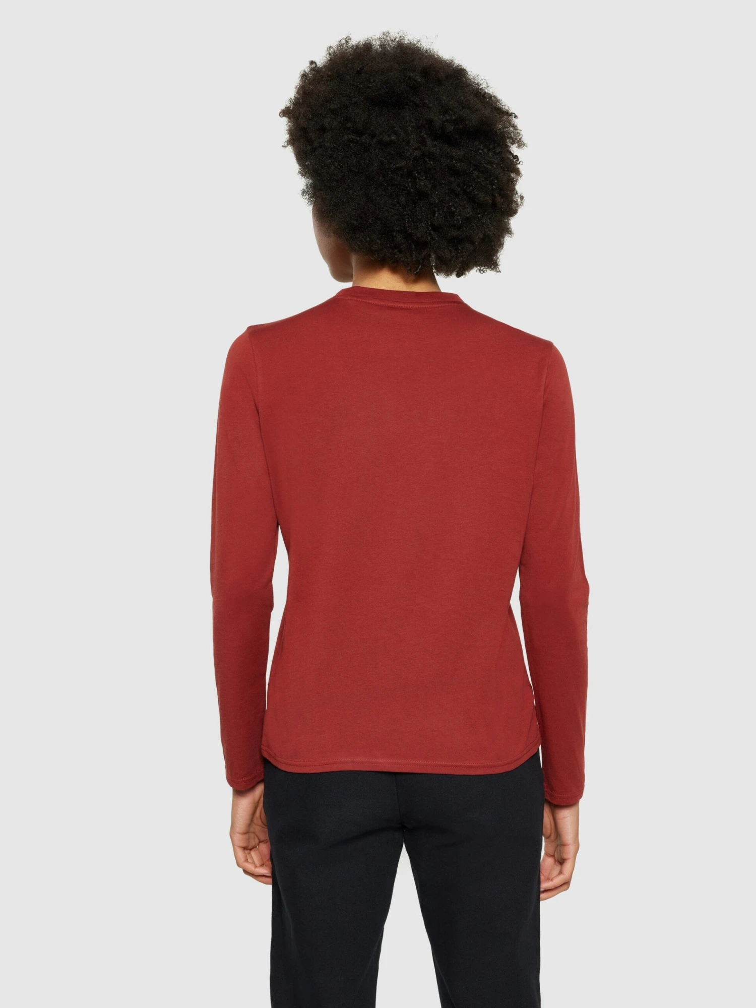 Basic Pima Cotton Long Sleeve T-shirt - GOTS/Vegan - Fired Brick 5 Basic Pima Cotton Long Sleeve T-shirt - GOTS/Vegan - Fired Brick - Image 3