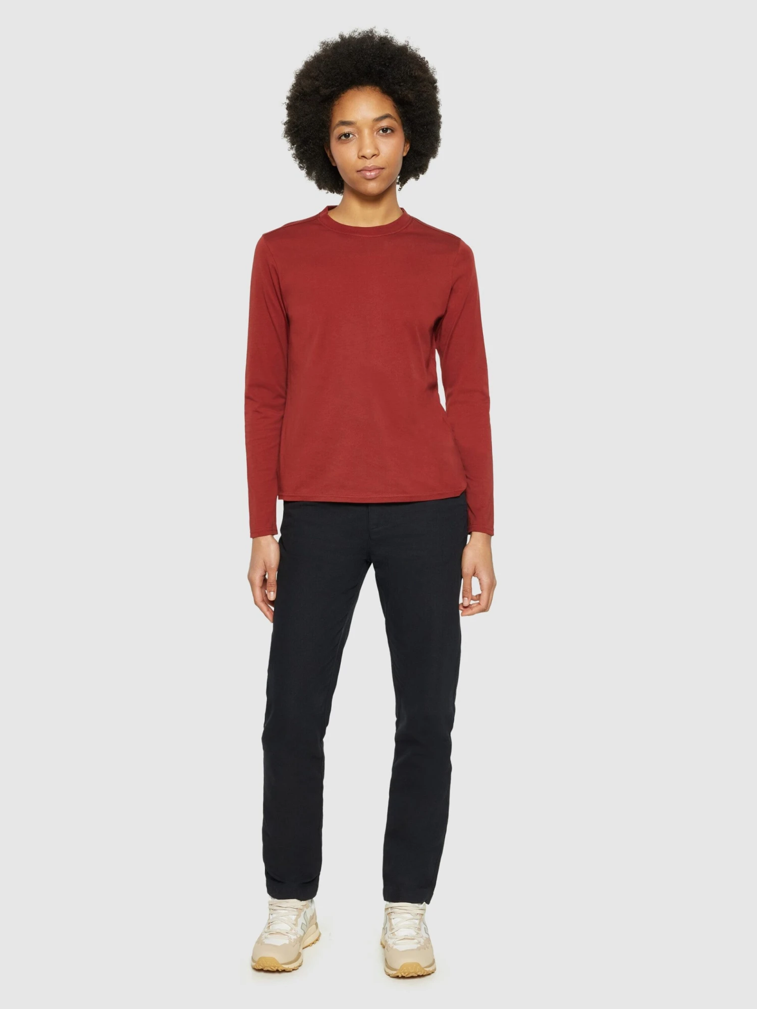 Basic Pima Cotton Long Sleeve T-shirt - GOTS/Vegan - Fired Brick 6 Basic Pima Cotton Long Sleeve T-shirt - GOTS/Vegan - Fired Brick - Image 4