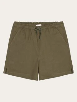 Boardwalk Slub Shorts With Elastic Waist - GOTS/Vegan - Burned Olive