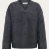 Cashmere Crew Neck Cardigan RWS - Dark Grey Melange 2 Cashmere Crew Neck Cardigan RWS - Dark Grey Melange -Knowledge Cotton Apparel Store Cashmere Crew Neck Cardigan RWS Knits 2080111 1073 Dark Grey Melange
