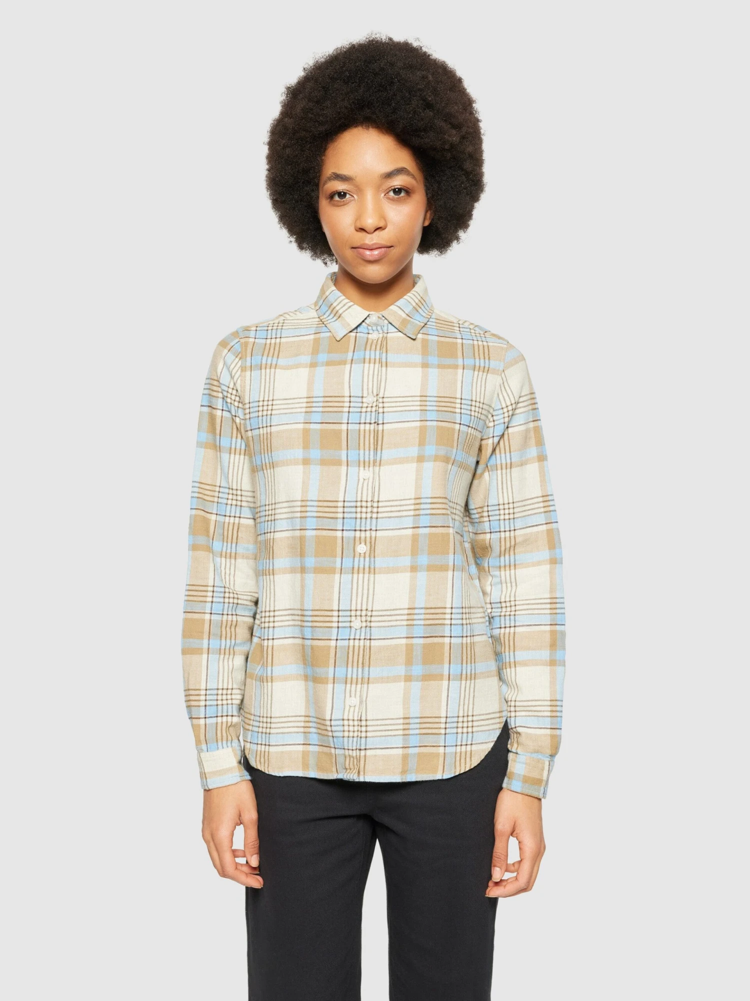 Check Flannel Shirt - GOTS/Vegan - Blue Check 4 Check Flannel Shirt - GOTS/Vegan - Blue Check - Image 2