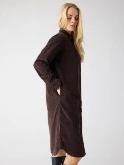 Corduroy Shirt Dress - Chocolate Torte -Knowledge Cotton Apparel Store Corduroy shirt dress Dresses 2200035 1487 Chocolate Torte 2