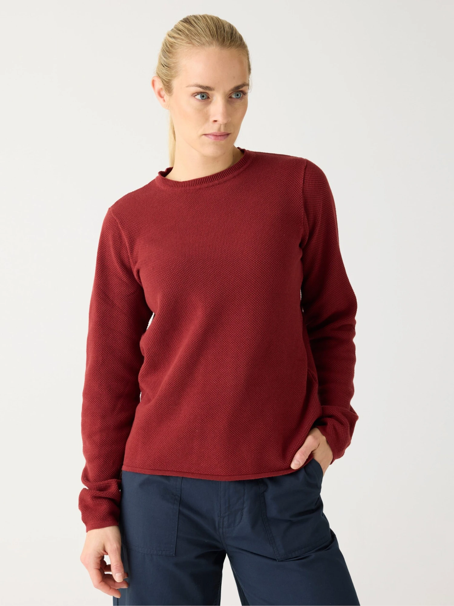 Cotton Micro Bubble Crew Neck Knit - Regenerative Organic Certified® - GOTS/vegan - Fired Brick 3 Cotton Micro Bubble Crew Neck Knit - Regenerative Organic Certified® - GOTS/vegan - Fired Brick