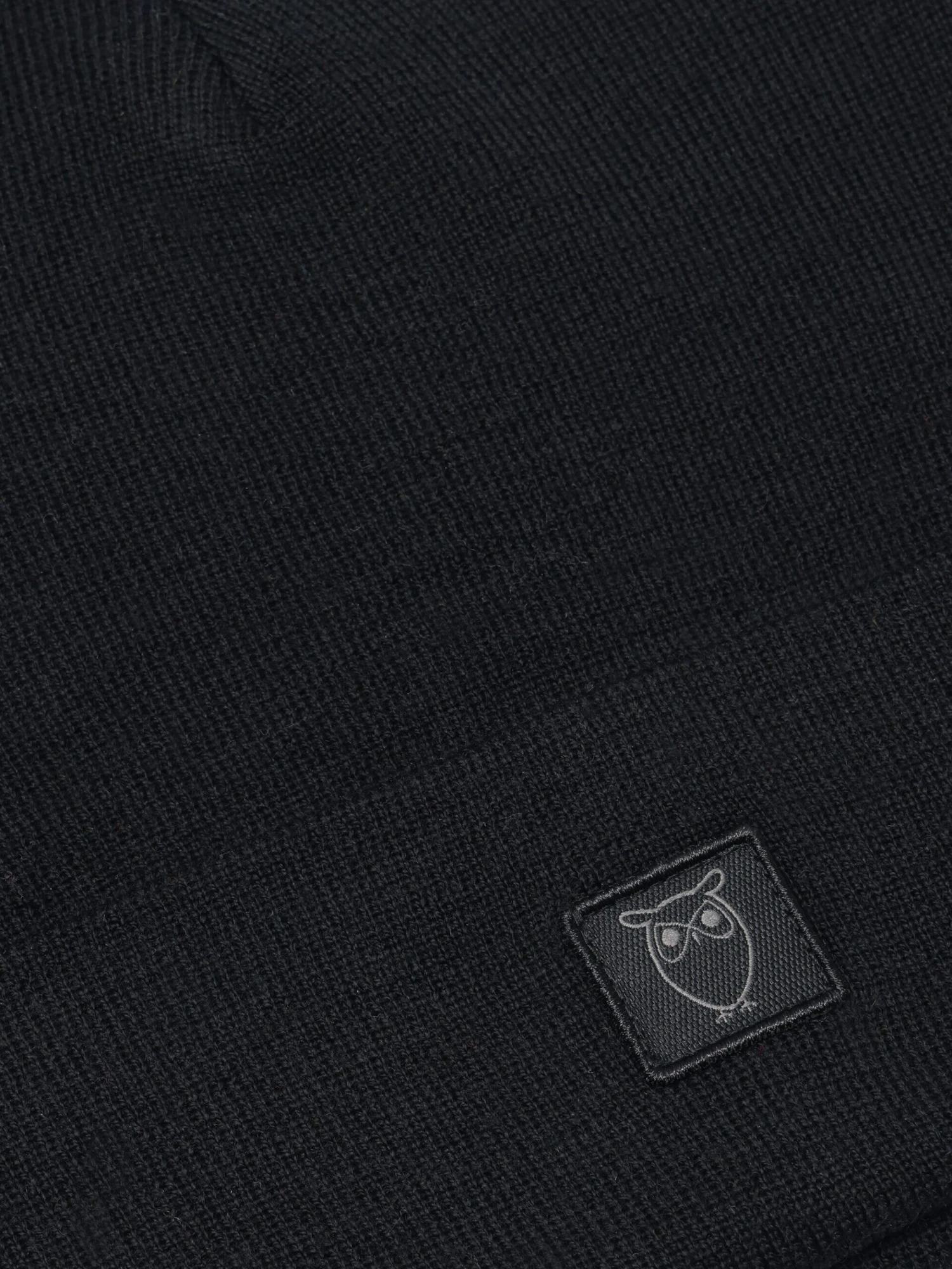 Merino Double Layer Badge Beanie - Black Jet 6 Merino Double Layer Badge Beanie - Black Jet - Image 4