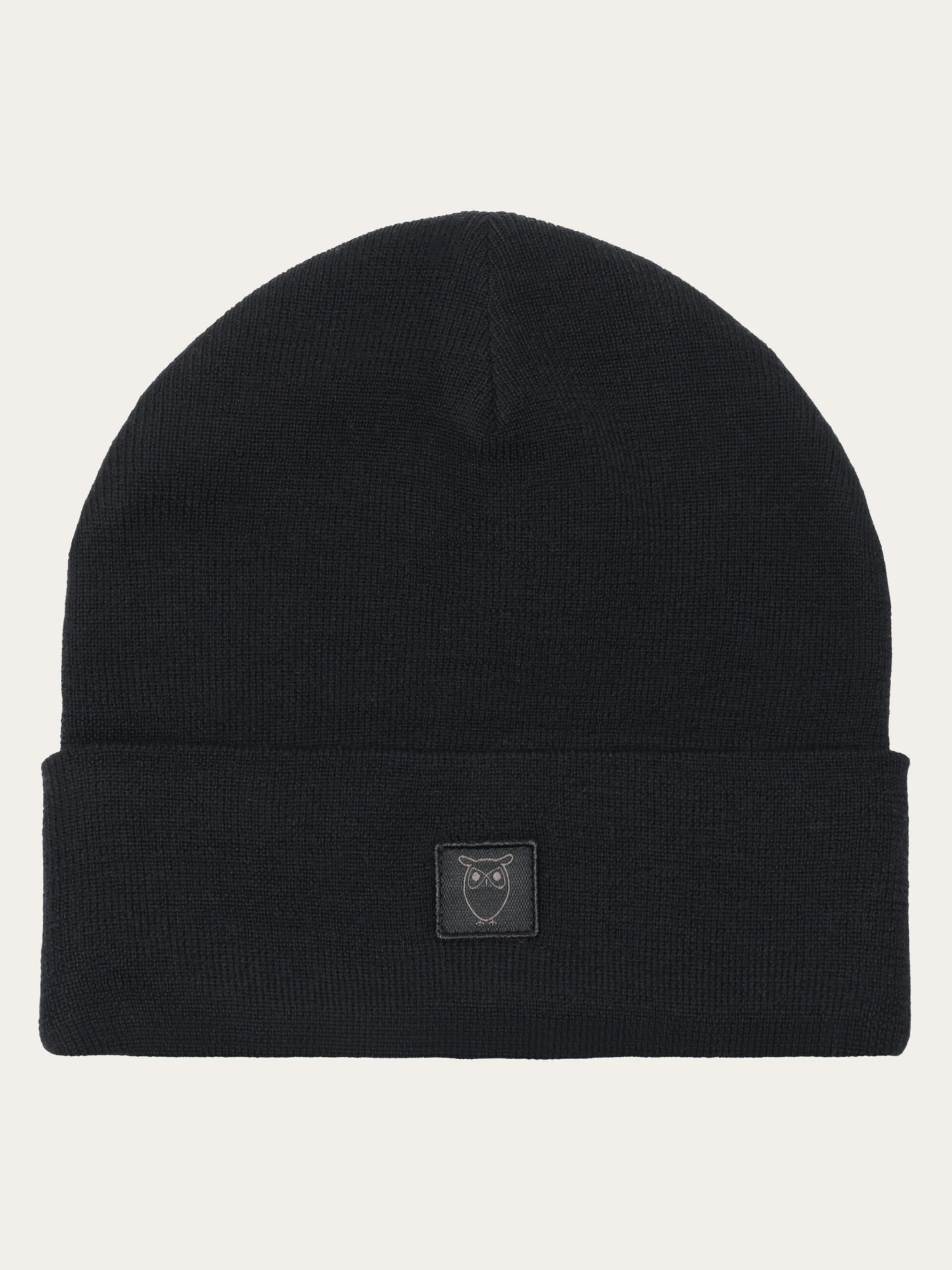 Merino Double Layer Badge Beanie - Black Jet 3 Merino Double Layer Badge Beanie - Black Jet