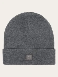 Double Layer Wool Beanie - Dark Grey Melange