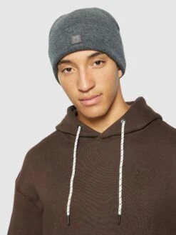 Double Layer Wool Beanie - Dark Grey Melange -Knowledge Cotton Apparel Store Double layer wool beanie Hats 82206 1073 Dark Grey Melange 3