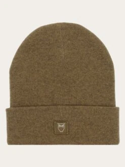 Double Layer Wool Beanie - Dark Olive