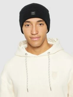Double Layer Wool Beanie - Black Jet -Knowledge Cotton Apparel Store Double layer wool beanie Hats 82206 1300 Black Jet 1