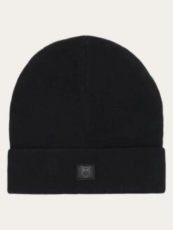Double Layer Wool Beanie - Black Jet