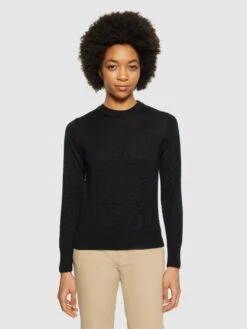 Knowledge Cotton Apparel Store -Knowledge Cotton Apparel Store Fine merino crew neck RWS Knits 2080061 1300 Black Jet 1