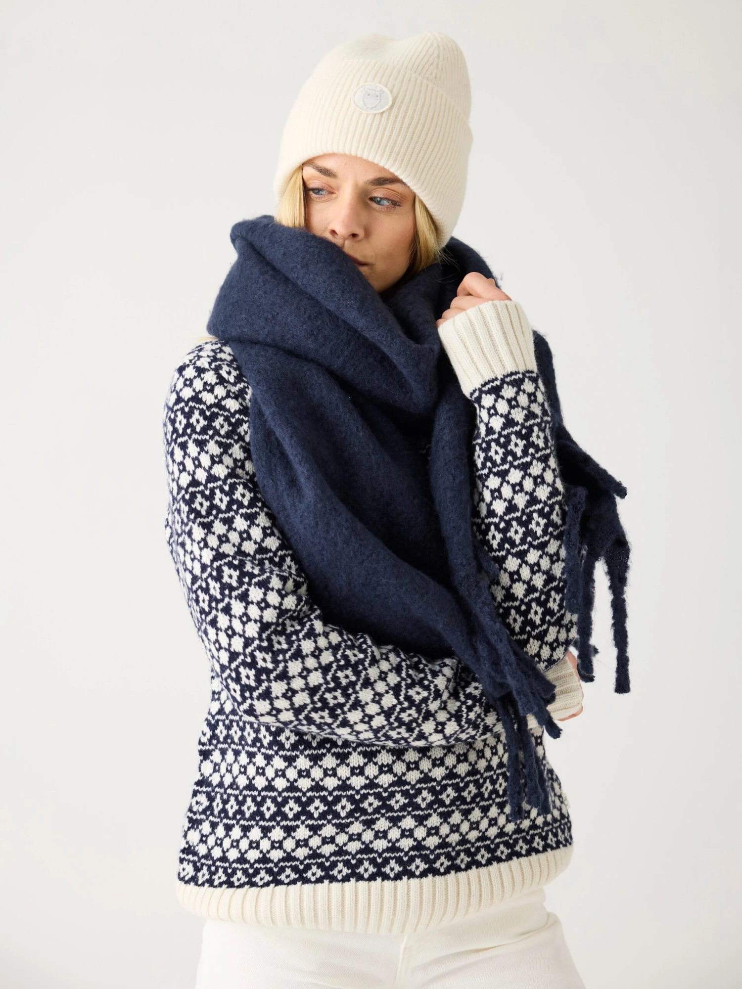 Lambswool Crew Neck Knit RWS - Blue Stripe 4 Lambswool Crew Neck Knit RWS - Blue Stripe - Image 2