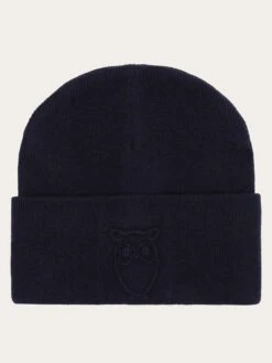Lambswool Logo Embossed Beanie RWS - Total Eclipse