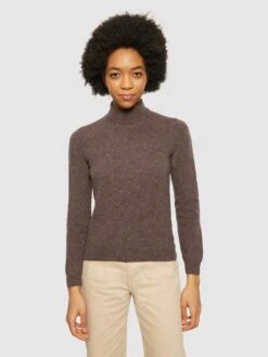 Knowledge Cotton Apparel Store -Knowledge Cotton Apparel Store Lambswool roll neck Knits 800034 1243 Demitasse brown 1