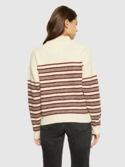 Lambswool Stripe Blocking Crew Neck - RWS - Brown Stripe -Knowledge Cotton Apparel Store Lambswool stripe blocking crew neck RWS Knits 2080055 8026 Brown stripe 2