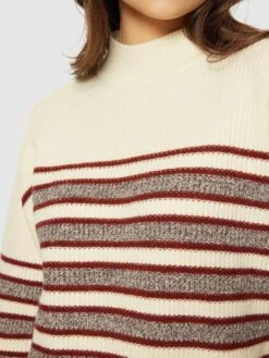 Lambswool Stripe Blocking Crew Neck - RWS - Brown Stripe -Knowledge Cotton Apparel Store Lambswool stripe blocking crew neck RWS Knits 2080055 8026 Brown stripe 4