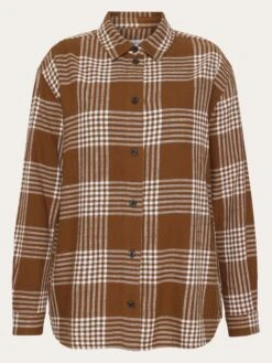 Loose Check Flannel Shirt - GOTS/Vegan - Brown Check