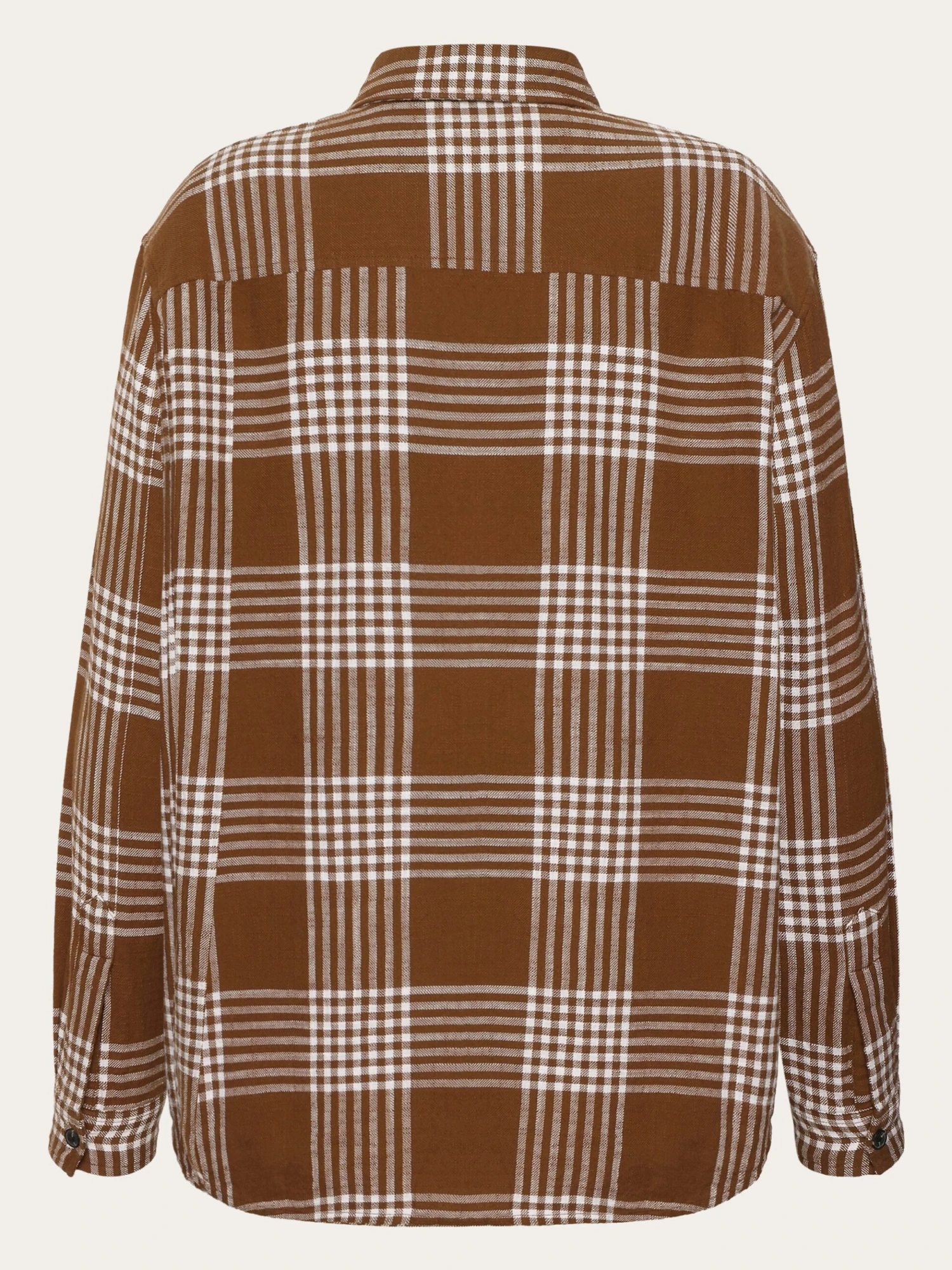 Loose Check Flannel Shirt - GOTS/Vegan - Brown Check 9 Loose Check Flannel Shirt - GOTS/Vegan - Brown Check - Image 7
