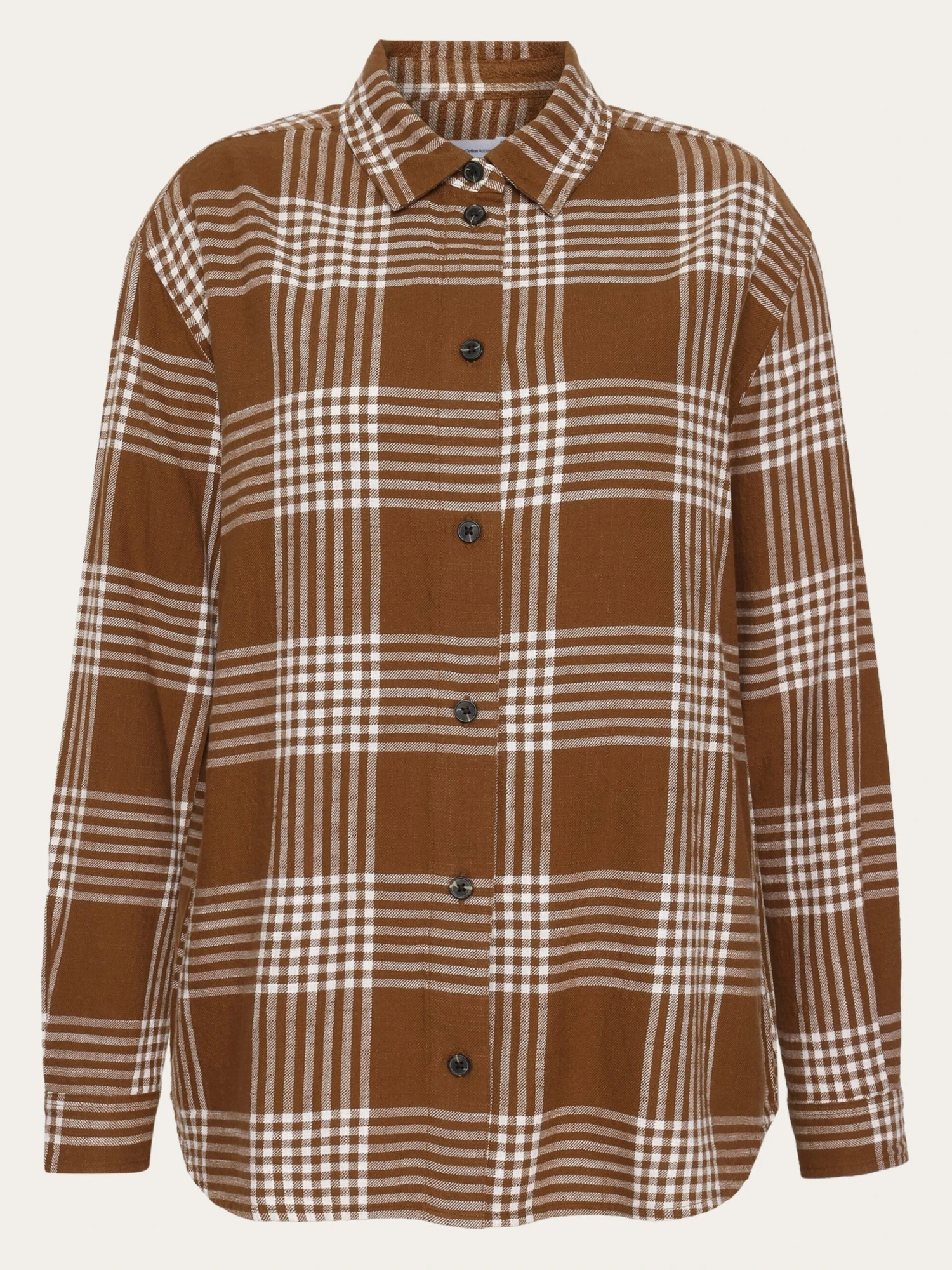 Loose Check Flannel Shirt - GOTS/Vegan - Brown Check 3 Loose Check Flannel Shirt - GOTS/Vegan - Brown Check