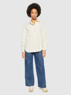 Organic Cotton Flannel Shirt GOTS - Greige -Knowledge Cotton Apparel Store Loose flannel long sleeved shirt Shirts 2090057 1165 Greige 3