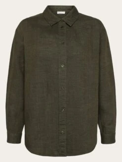 Loose Linen Shirt - Burned Olive