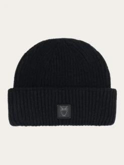Low Wool Rib Beanie - Black Jet