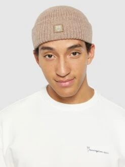 Low Wool Rib Beanie - Kelp Melange 8 Low Wool Rib Beanie - Kelp Melange -Knowledge Cotton Apparel Store Low wool rib beanie Hats 4210008 1336 Kelp melange 2