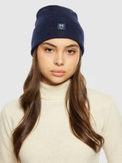 Merino Double Layer Badge Beanie - Total Eclipse -Knowledge Cotton Apparel Store Merino Wool Double Layer Beanie RWS Hats 4210022 1001 Total Eclipse 2