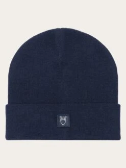 Merino Double Layer Badge Beanie - Total Eclipse
