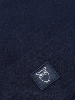 Merino Double Layer Badge Beanie - Total Eclipse -Knowledge Cotton Apparel Store Merino Wool Double Layer Beanie RWS Hats 4210022 1001 Total Eclipse 3