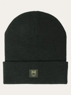 Merino Double Layer Badge Beanie - Forrest Night