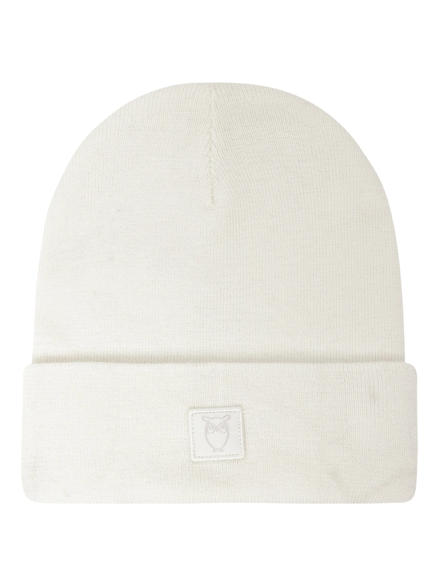 Merino Double Layer Badge Beanie - Egret 3 Merino Double Layer Badge Beanie - Egret
