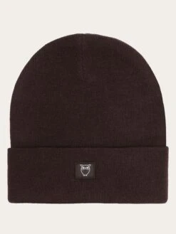 Merino Double Layer Badge Beanie - Chocolate Torte