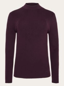 Merino Rib Mock Neck Long Sleeve T-shirt - Fig