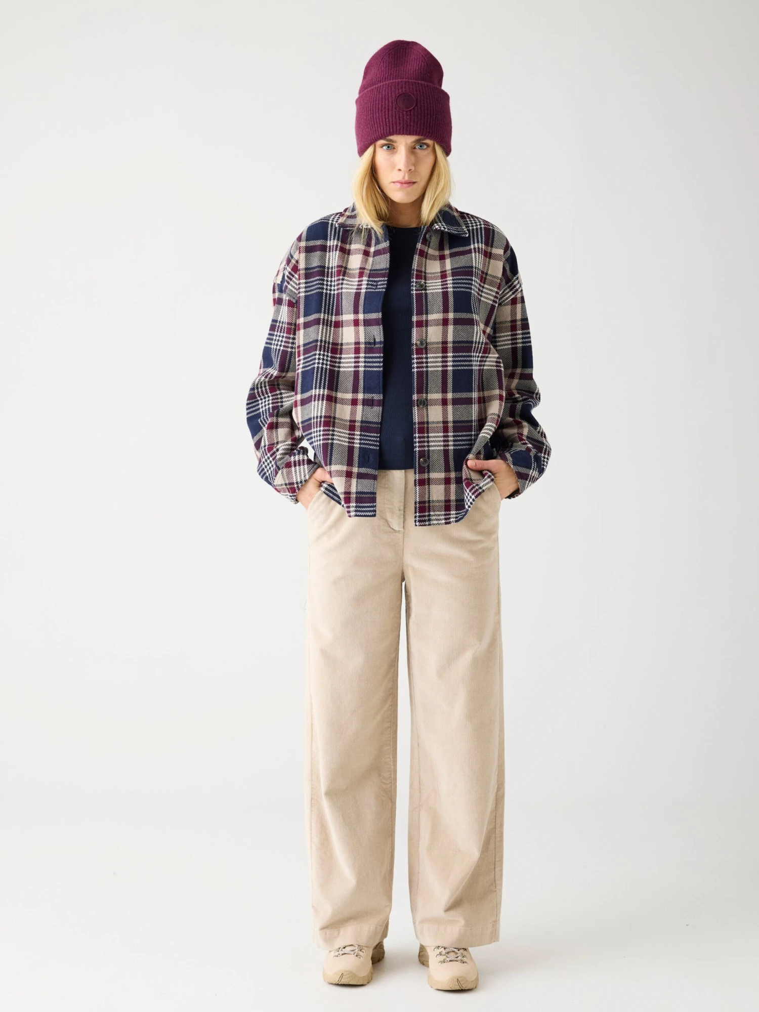 Organic Cotton Checked Flannel Overshirt GOTS - Beige Check 4 Organic Cotton Checked Flannel Overshirt GOTS - Beige Check - Image 2