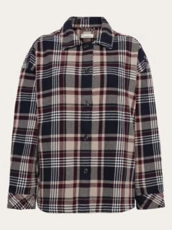 Organic Cotton Checked Flannel Overshirt GOTS - Beige Check