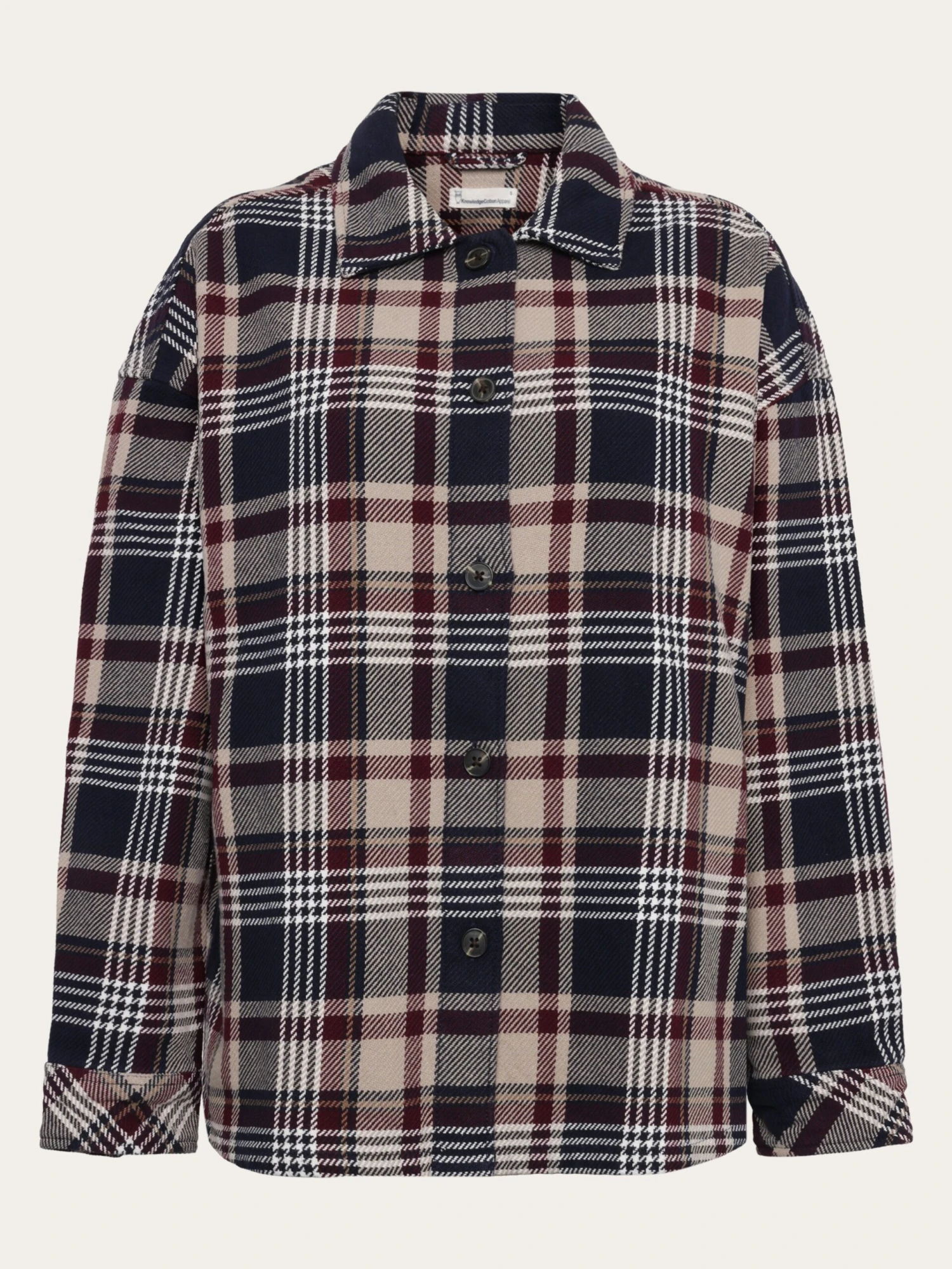 Organic Cotton Checked Flannel Overshirt GOTS - Beige Check 3 Organic Cotton Checked Flannel Overshirt GOTS - Beige Check