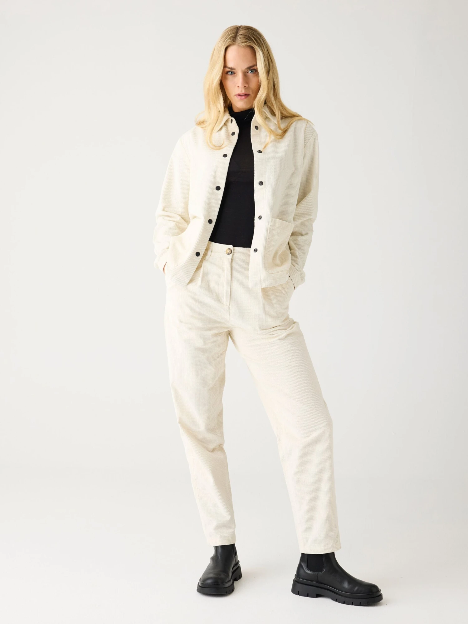 Organic Cotton Chloe Corduroy Pant GOTS - Egret 4 Organic Cotton Chloe Corduroy Pant GOTS - Egret - Image 2