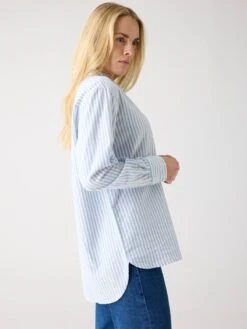 Organic Cotton Oxford Shirt GOTS - Blue Stripe -Knowledge Cotton Apparel Store Organic Cotton Oxford Shirt GOTS Shirts 2090082 8021 Blue stripe 2