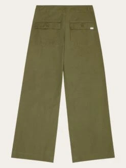 POSEY Wide Slub Pants - Burned Olive 7 POSEY Wide Slub Pants - Burned Olive -Knowledge Cotton Apparel Store POSEY mid rise wide slub yarn cropped pants GOTS Vegan Pants 2070071 1068 Burned Olive 2