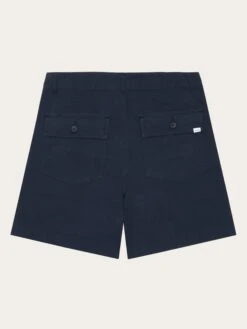 POSEY Mid-rise Wide Slub Yarn Shorts - GOTS/Vegan - Total Eclipse -Knowledge Cotton Apparel Store POSEY mid rise wide slub yarn shorts GOTS Vegan Shorts 2050032 1001 Total Eclipse 2