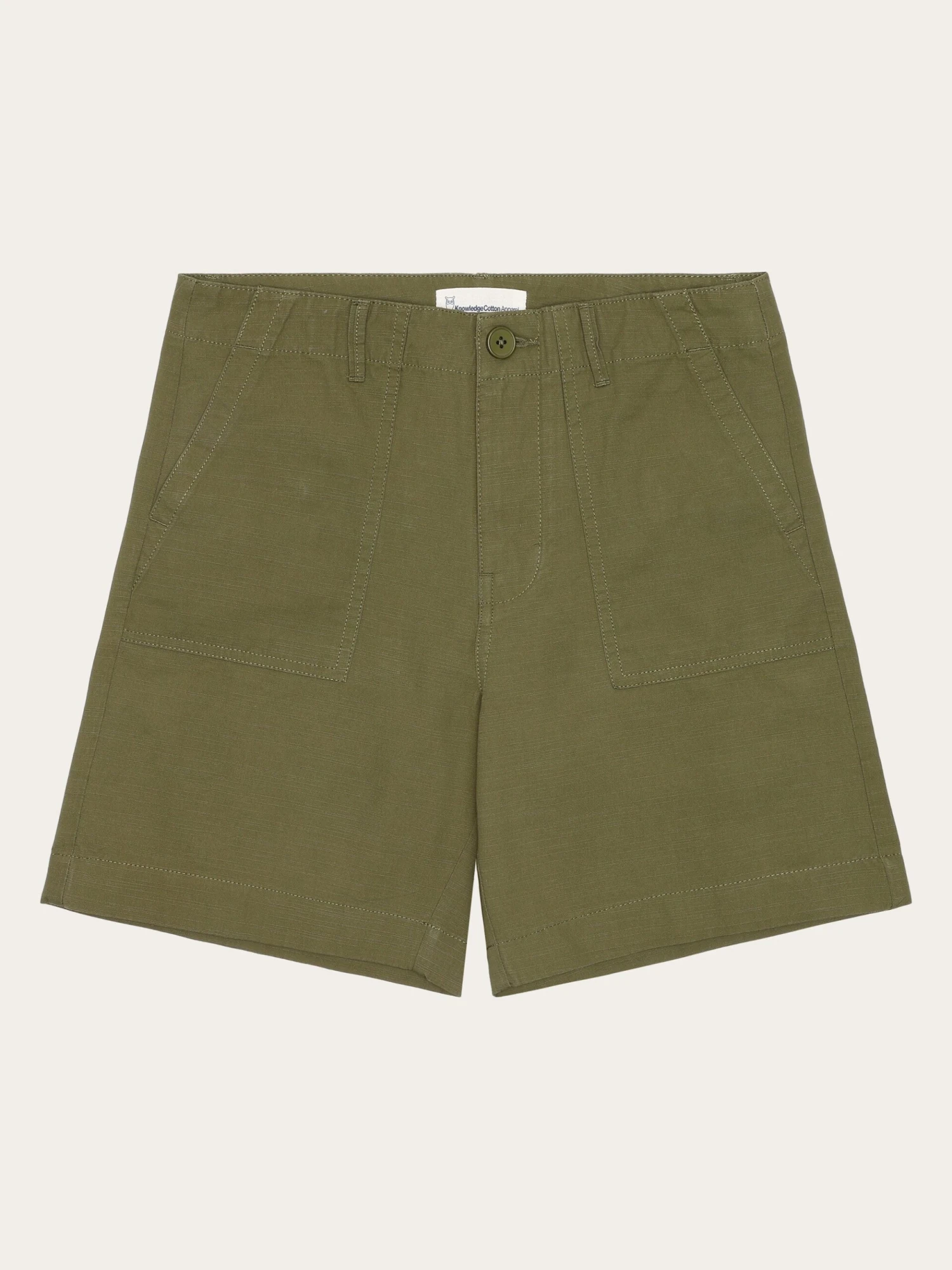 POSEY Mid-rise Wide Slub Yarn Shorts - GOTS/Vegan - Burned Olive 3 POSEY Mid-rise Wide Slub Yarn Shorts - GOTS/Vegan - Burned Olive