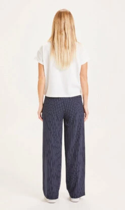 POSEY Pin Strip Wide Pants - Total Eclipse 8 POSEY Pin Strip Wide Pants - Total Eclipse -Knowledge Cotton Apparel Store POSEY pin strip wide pants Pants 700003 1001 Total Eclipse 2