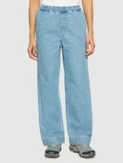 POSEY Wide Mid-rise Elastic Waistband Denim Pant - GOTS/Vegan - Light Blue Denim 8 POSEY Wide Mid-rise Elastic Waistband Denim Pant - GOTS/Vegan - Light Blue Denim -Knowledge Cotton Apparel Store POSEY wide mid rise elastic waistband denim pant GOTS Vegan Pants 2070053 3058 Light Blue denim 1